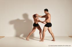 Underwear Fighting Man - Man White Moving poses Muscular Short Brown Dynamic poses Academic